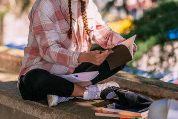 Girl browsing book pages