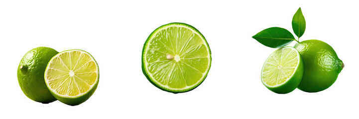 Citrus lime fruit photographed on transparent background