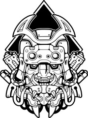 cyber demon Oni, outline illustration design - 636706330