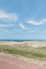 Landscape of dunes and sea a sunny day