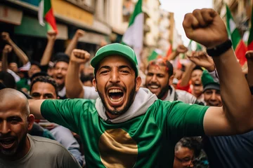 Crédence de cuisine en verre imprimé Maroc Moroccan football fans celebrating a victory 