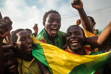 Senegalese football fans celebrating a victory 