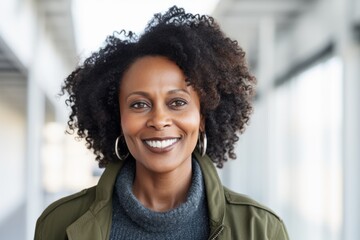 Portrait of smiling african american businesswoman standing in office