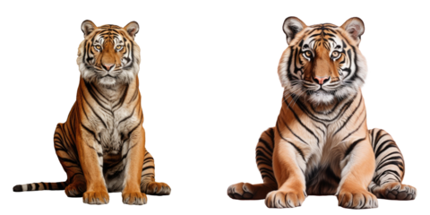 Isolated tiger staring at camera in darkness