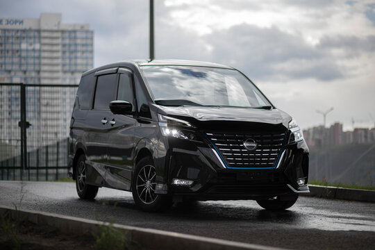 KRASNOYARSK, RUSSIA - July 17, 2023: Black Nissan Serena