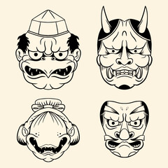Japanese Mythology Character Sticker Collection with Traditional Style