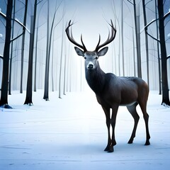 deer in the snow garneted by AI