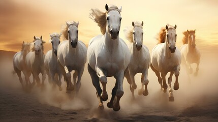 Strong  Horses run forward AI generated