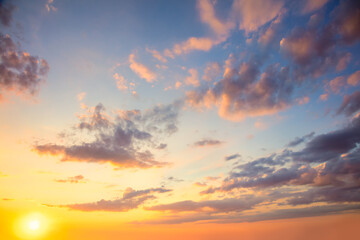 Ave heaven - Real sky with sun -  Pastel  colors Panoramic Sunrise Sundown Sanset Sky with colorful clouds. - 636709581
