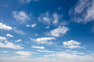 Real day sky - real blue sky during daytime with white light clouds Freedom and peace. Large photo...