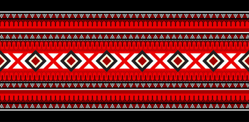A Vector Illustration Detailed Horizontal Vintage Style Traditional Motifs Arabian Retro Sadu Red Rug