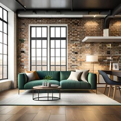 modern living room with fireplace garneted by AI