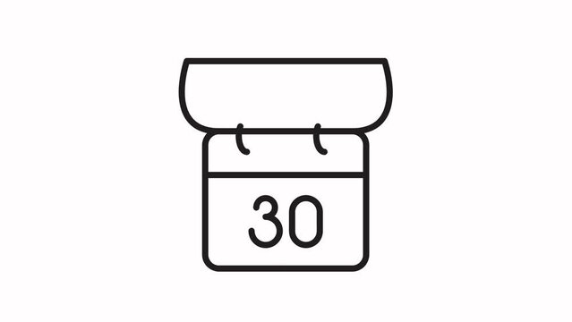 Date calendar icon. line icon of calendar, flipped paper calendar to change the moments in the month.