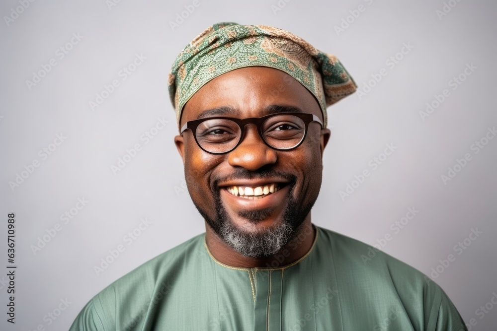 Wall mural Portrait of a happy Indian man wearing glasses and a turban