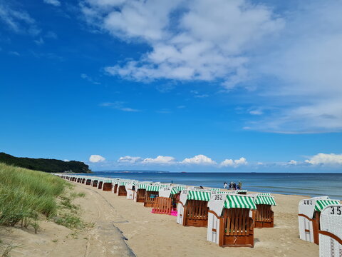 Beach with beach chairs