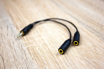 Adapter splitter 3.5 jack.Stereo audio cable.Audio adapter, plug for connecting equipment.Plug to...