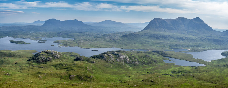 Views of Suilven and Cul Mor peaks  from Stac Pollaidh, Scotland
