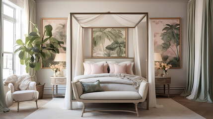 bedroom soft pastel tones and a touch of vintage charm