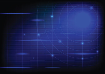 Digital realistic vector radar with targets on monitor in searching. Air search . Military search system . Navigation interface wallpaper . Navy sonar.