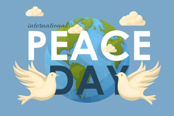 international day of peace planet and pigeons