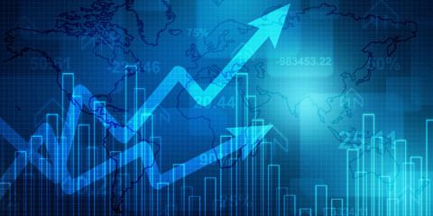2d rendering Stock market online business concept. business Graph 
