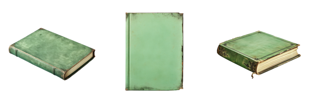 Antique green book against transparent background - Powered by Adobe