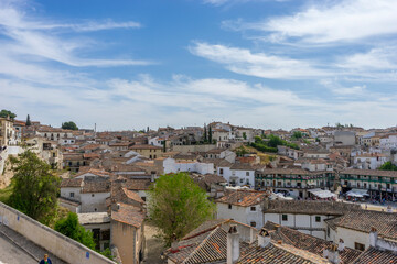 Fototapeta na wymiar ancient houses, rustic Castilian design, scenic views of the town square, spanish culture alive