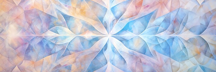Abstract watercolor background with blue and pink flowers