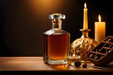 Perfume bottle on a neutral background created and generated by AI