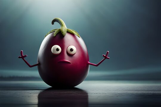Eggplant cartoon on a neutral background
