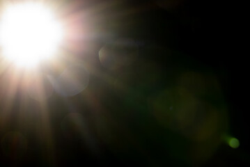 Abstract Natural Sun flare on the black