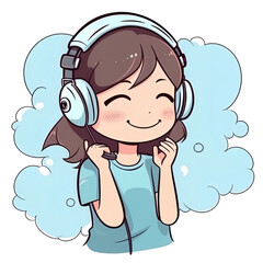 listening to Music. Ai Generated illustration.