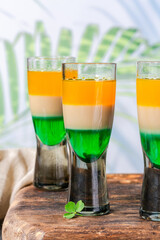 Irish flag shots - traditional St Patricks Day layered alcoholic drinks