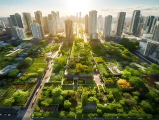 Regenerative agriculture or urban farming in the city created with Generative AI	