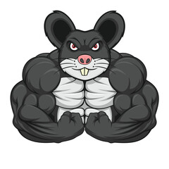 rat mascot vector art illustration muscle rat design