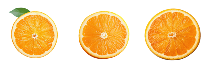 Fresh ripe orange slice isolated on transparent background