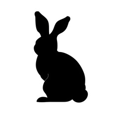 Black silhouette of a rabbit isolated on white background