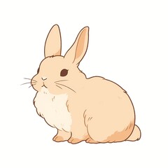 Cute brown rabbit illustration isolated on white background, rabbit linear