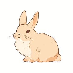 Obraz premium Cute brown rabbit illustration isolated on white background, rabbit linear