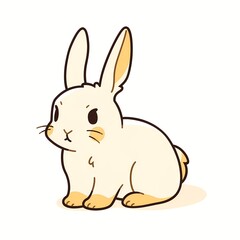 Cute rabbit isolated on white background, rabbit linear illustration