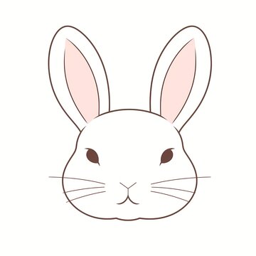 Cute rabbit linear, rabbit illustration isolated on white background, cute bunny