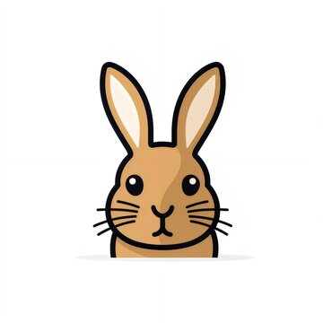 Flat rabbit isolated on white background, Brown rabbit illustration