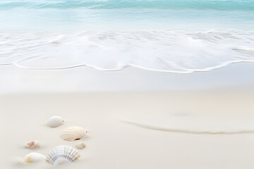 Obraz na płótnie Canvas A peaceful beach scene with gentle waves and seashells