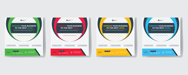 Digital marketing agency social media post template design. Modern corporate banner, poster & flyer with abstract geometric background. Online or web business promotion banner with company logo
