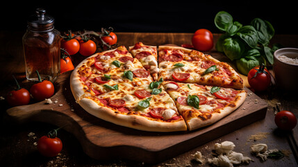 Deelicious pizza on wood plate