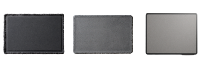 Top view of a gray welcome mat with space for copy