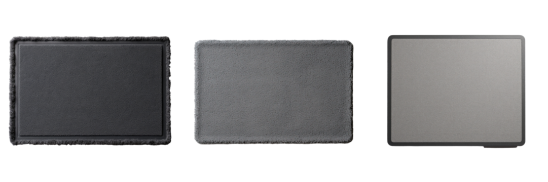 Top view of a gray welcome mat with space for copy