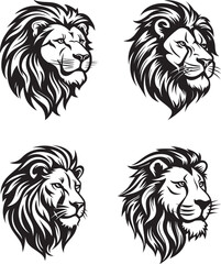 lion head logo silhouette tattoo style black outlined design