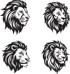 lion head logo silhouette tattoo style black outlined design