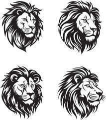 lion head logo silhouette tattoo style black outlined design
